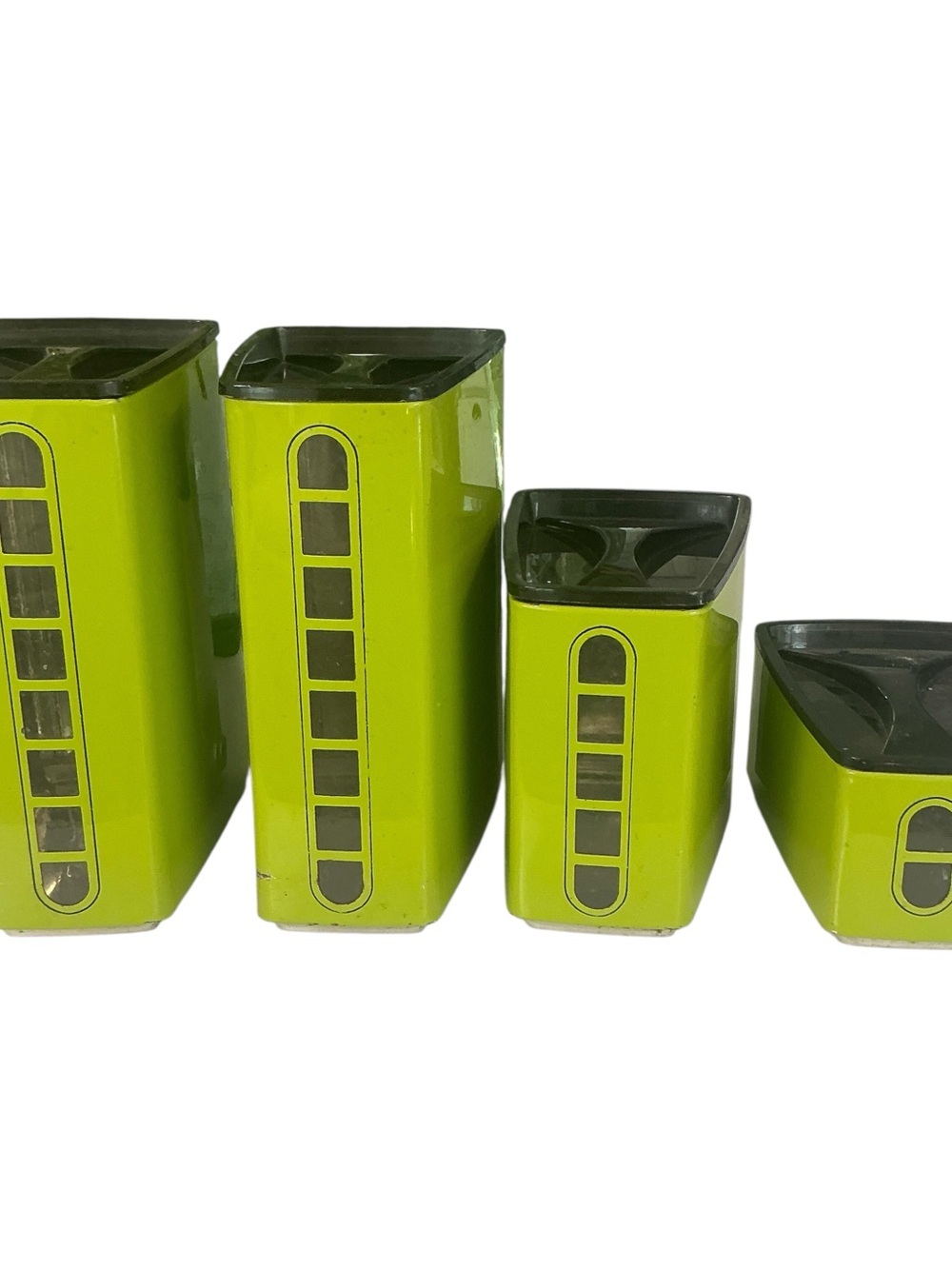Vintage 1960s avocado green Lincoln Beautyware Cannister Set of 4 USA
